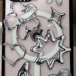 iPhone 13 Casetify Silver Floral Phone Case. MagSafe